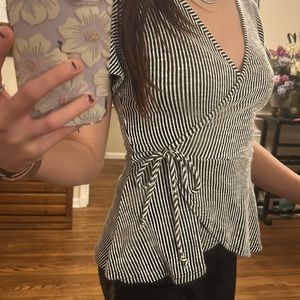 small black and white striped dress shirt